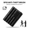 Passport and Vaccine Card Holder Combo with RFID Signal Block, Black American Flag Design PU Leather Credit Card Holder Wallet Cover, with CDC Vaccination Card Protector Slot & Metal Pen view 3