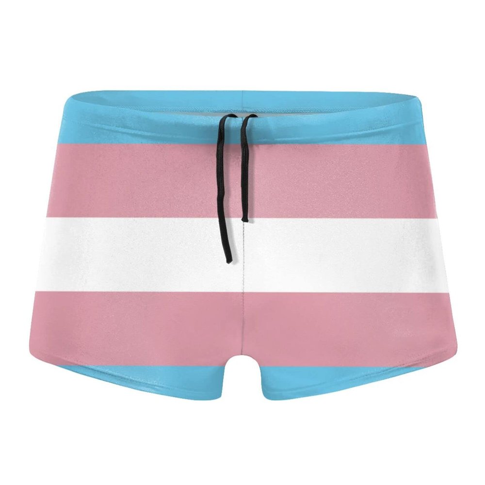 PARKNOTES Transgender Pride Flag Mens Trunks Swimwear Brief Swimsuit Shorts Boxer Pants