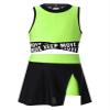 Loloda Girls' Letter Print Sport Dance Outfit Criss-Cross Back Crop Top and Athletic Shorts Dancewear B&Fluorescent_Green 4 Years view 1