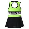 Loloda Girls' Letter Print Sport Dance Outfit Criss-Cross Back Crop Top and Athletic Shorts Dancewear B&Fluorescent_Green 4 Years view 2