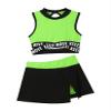 Loloda Girls' Letter Print Sport Dance Outfit Criss-Cross Back Crop Top and Athletic Shorts Dancewear B&Fluorescent_Green 4 Years view 3
