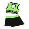 Loloda Girls' Letter Print Sport Dance Outfit Criss-Cross Back Crop Top and Athletic Shorts Dancewear B&Fluorescent_Green 4 Years view 4
