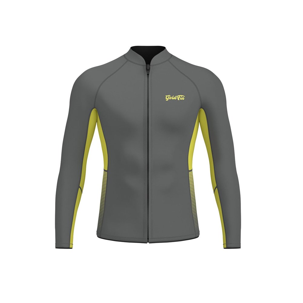 GoldFin Wetsuit Top Men, 2mm Wet Suits Neoprene Jacket Long Sleeve for Diving Surfing Kayaking Swimming Gray XX-Large