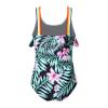 Yihuimin Girls One Piece Swimsuit Rainbow Straps Ruffle Cartoon Printed Bathing Suit Hawaii Beachwear Green Lily 6 Years view 2