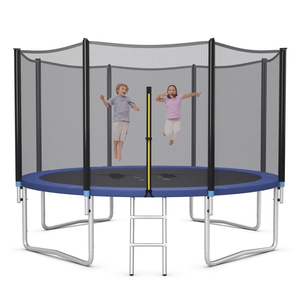 Giantex Trampoline, ASTM Approved 14Ft Trampoline for Adults Kids, Wear-Resistant Outdoor Large Recreational Trampoline w/Enclosure, Ladder (14Ft 4 Legs)