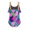 Yihuimin Girls One Piece Swimsuit Rainbow Straps Ruffle Cartoon Printed Bathing Suit Hawaii Beachwear Navy Blue 4 Years view 2