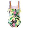 Yihuimin Girls One Piece Swimsuit Rainbow Straps Ruffle Cartoon Printed Bathing Suit Hawaii Beachwear Yellow 6 Years view 2