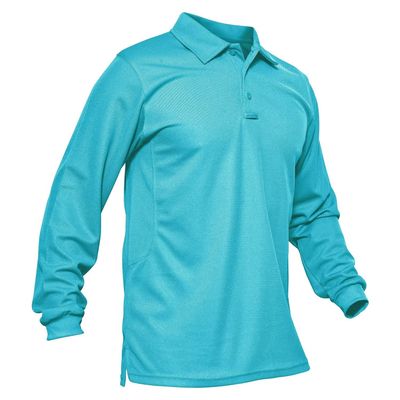 MAGCOMSEN Long Sleeve Polo Shirts for Men Golf Shirts for Men Work Shirts for Men T Shirts Fishing Shirts Casual Shirts Quick Dry Summer Shirts Golf Polo Shirts for Men Ice Blue