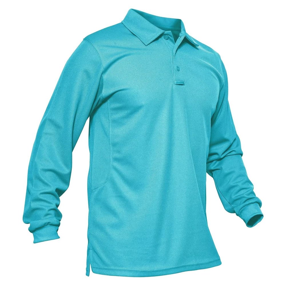 MAGCOMSEN Long Sleeve Polo Shirts for Men Golf Shirts for Men Work Shirts for Men T Shirts Fishing Shirts Casual Shirts Quick Dry Summer Shirts Golf Polo Shirts for Men Ice Blue