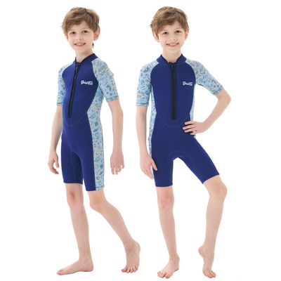 Goldfin Kids Wetsuits for Boys Girls, 2mm Toddler Shorty Wetsuit Youth Neoprene Suit Front Zip Keep Warm for Water Aerobics Diving Surfing Swimming