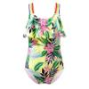 Yihuimin Girls One Piece Swimsuit Rainbow Straps Ruffle Cartoon Printed Bathing Suit Hawaii Beachwear Yellow 4 Years view 1