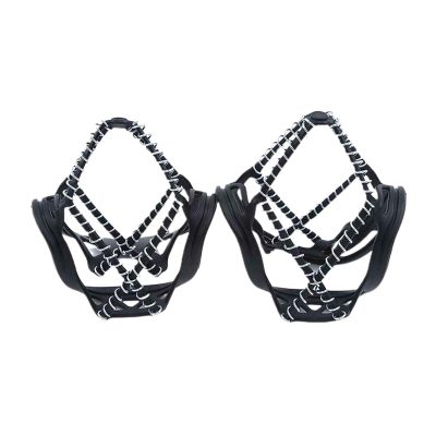 2Pcs Non-Slip Spikes Cleat Crampons Footware Cover Ice Snow Excursion Black