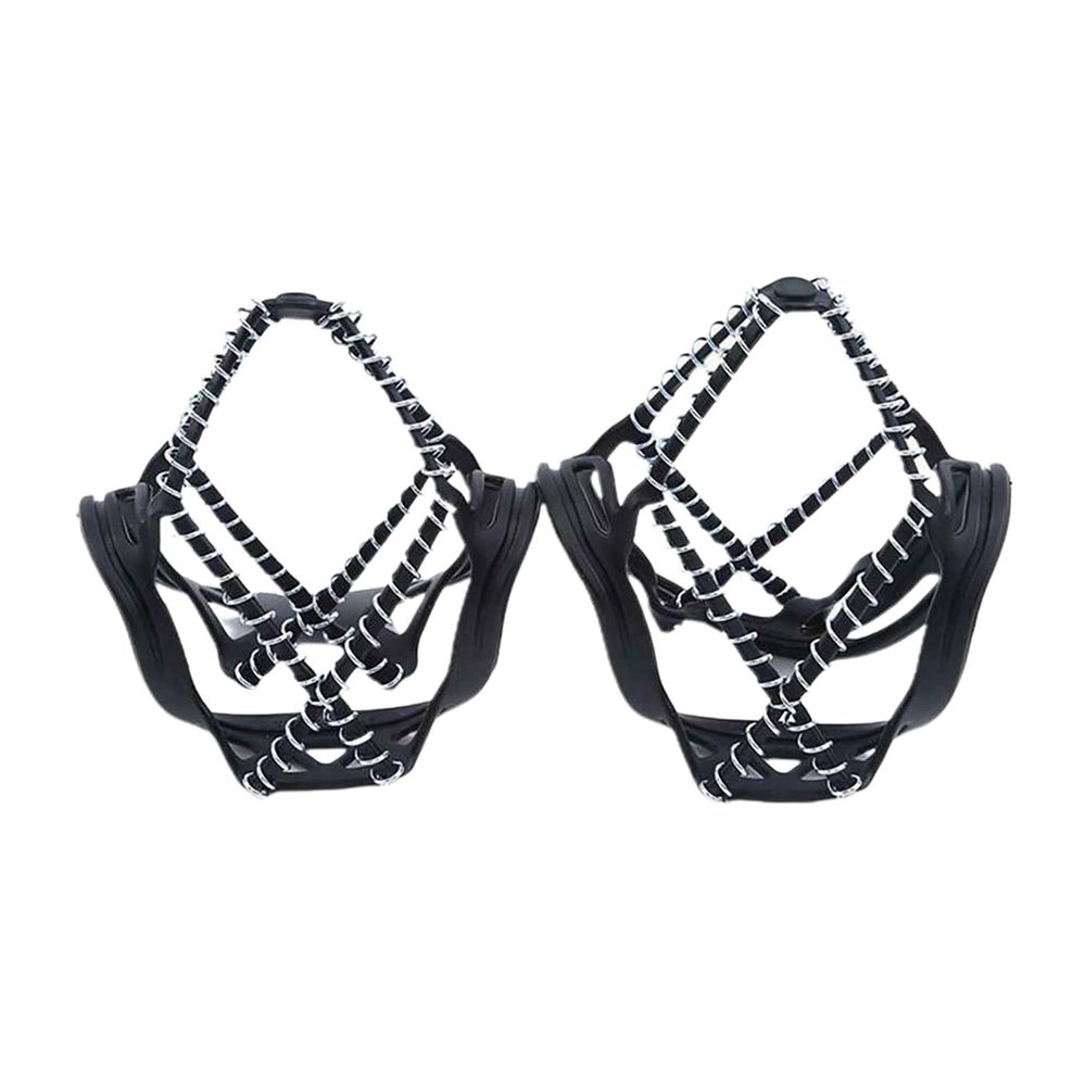 2Pcs Non-Slip Spikes Cleat Crampons Footware Cover Ice Snow Excursion Black