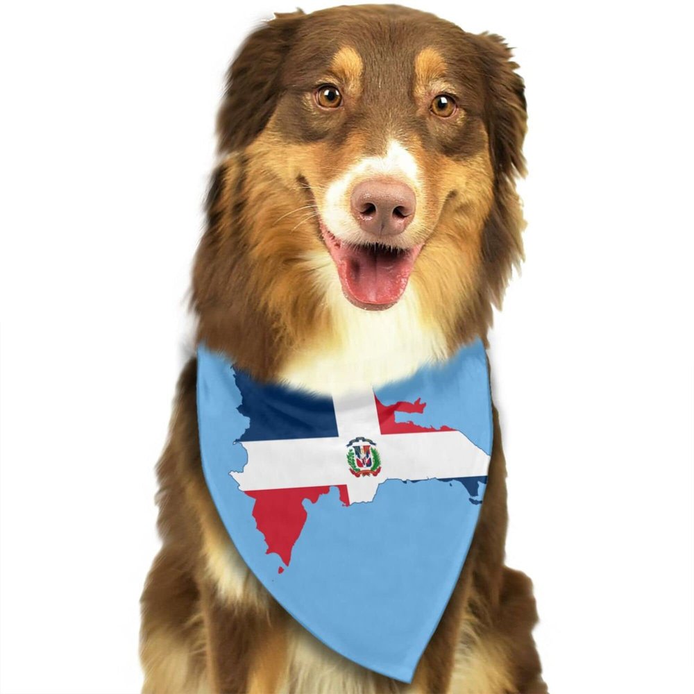 Dog Bandanas Dominican Republic Map Flag Pet Bandana Scarf Triangle Bibs Kerchief Accessories for Dogs Cats