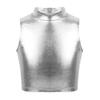 Daenrui Kids Girls Metallic Turtleneck Athletic Dance Tops Dancewear Crop Tank Top Yoga Gym Active Vest Metallic 10 Years view 1