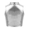 Daenrui Kids Girls Metallic Turtleneck Athletic Dance Tops Dancewear Crop Tank Top Yoga Gym Active Vest Metallic 10 Years view 2