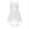 RUNQHUI Kids Flower Girls Chiffon High Low Junior Bridesmaid Dress Floral Lace Wedding Pageant Party Dresses White 6 Years view 1