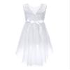 RUNQHUI Kids Flower Girls Chiffon High Low Junior Bridesmaid Dress Floral Lace Wedding Pageant Party Dresses White 6 Years view 2
