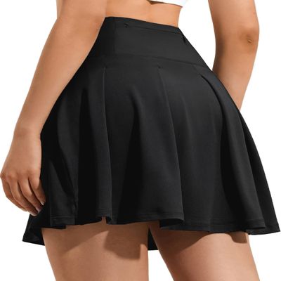 ZUTY 18" High Waisted Tennis Skirt for Women Skorts Skirts with Pockets Casual Modest Long Golf Athletic Running Black 3XL
