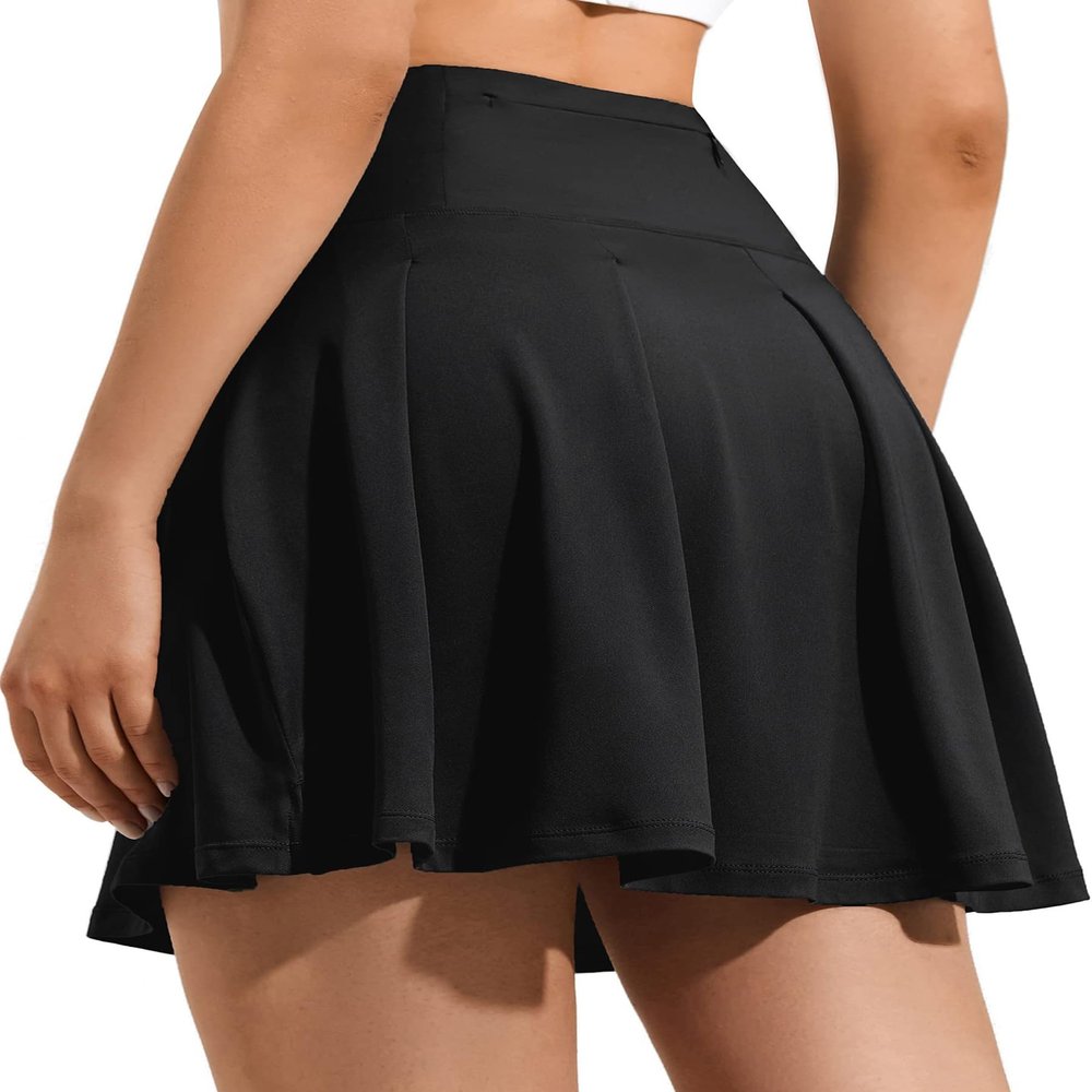ZUTY 18" High Waisted Tennis Skirt for Women Skorts Skirts with Pockets Casual Modest Long Golf Athletic Running Black 3XL