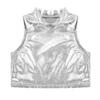 Daenrui Kids Girls Metallic Turtleneck Athletic Dance Tops Dancewear Crop Tank Top Yoga Gym Active Vest Metallic 14 Years view 3