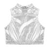 Daenrui Kids Girls Metallic Turtleneck Athletic Dance Tops Dancewear Crop Tank Top Yoga Gym Active Vest Metallic 14 Years view 4