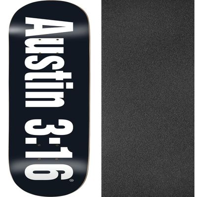 Enjoi Skateboards Three Sixteen Black Skateboard Deck Resin-7-8" x 31.6" with Black Magic Black Griptape - Bundle of 2 Items