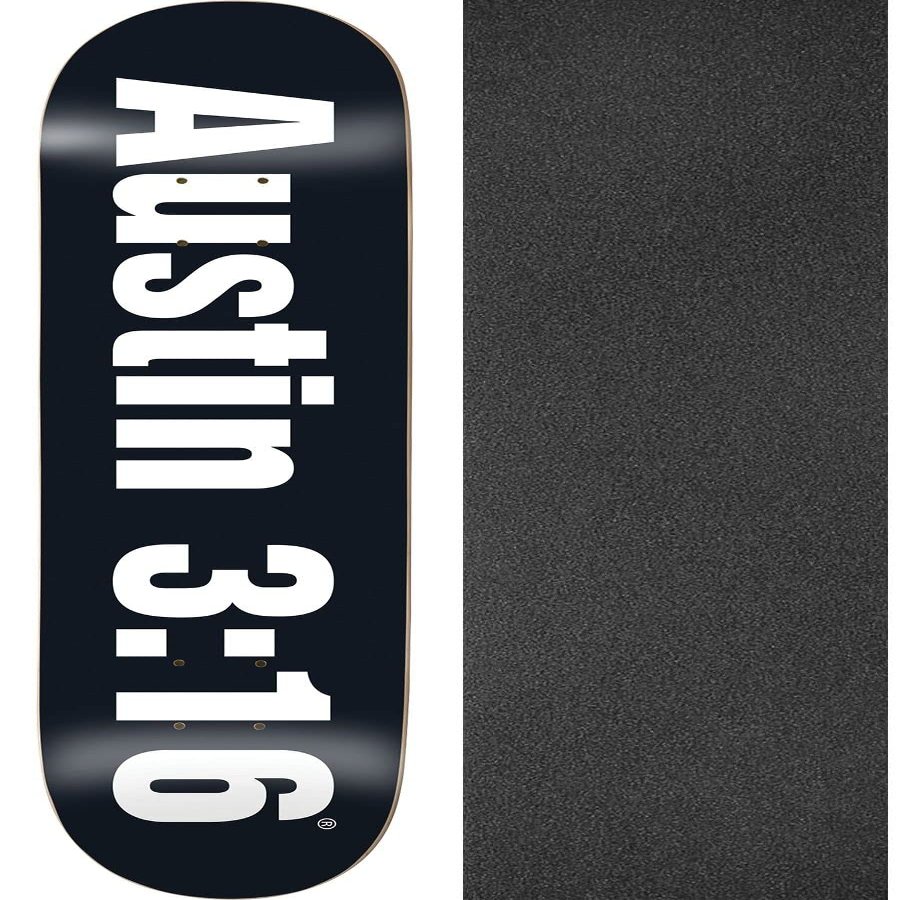 Enjoi Skateboards Three Sixteen Black Skateboard Deck Resin-7-8" x 31.6" with Black Magic Black Griptape - Bundle of 2 Items
