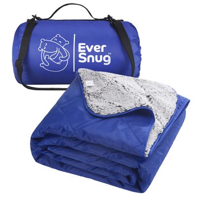 EverSnug Sherpa Waterproof Camping Blanket - Extra Thick and Warm, Large Sherpa Fleece Outdoor Blanket for Camping, Picnics, Beaches, Stadiums, Pets - Washable and Windproof for Cold Weather (Blue)