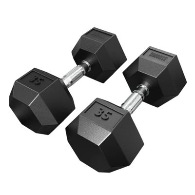 DMoose Hex Dumbbells for Strength Training Exercises, Biceps, Triceps, Chest, Shoulders, Back, Legs - Home Gym for Men and Women - Hexagonal Shape & Solid Cast-Iron Core Pair - 2.5 Lb to 50 Lb