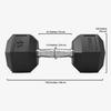 DMoose Hex Dumbbells for Strength Training Exercises, Biceps, Triceps, Chest, Shoulders, Back, Legs - Home Gym for Men and Women - Hexagonal Shape & Solid Cast-Iron Core Pair - 2.5 Lb to 50 Lb view 3