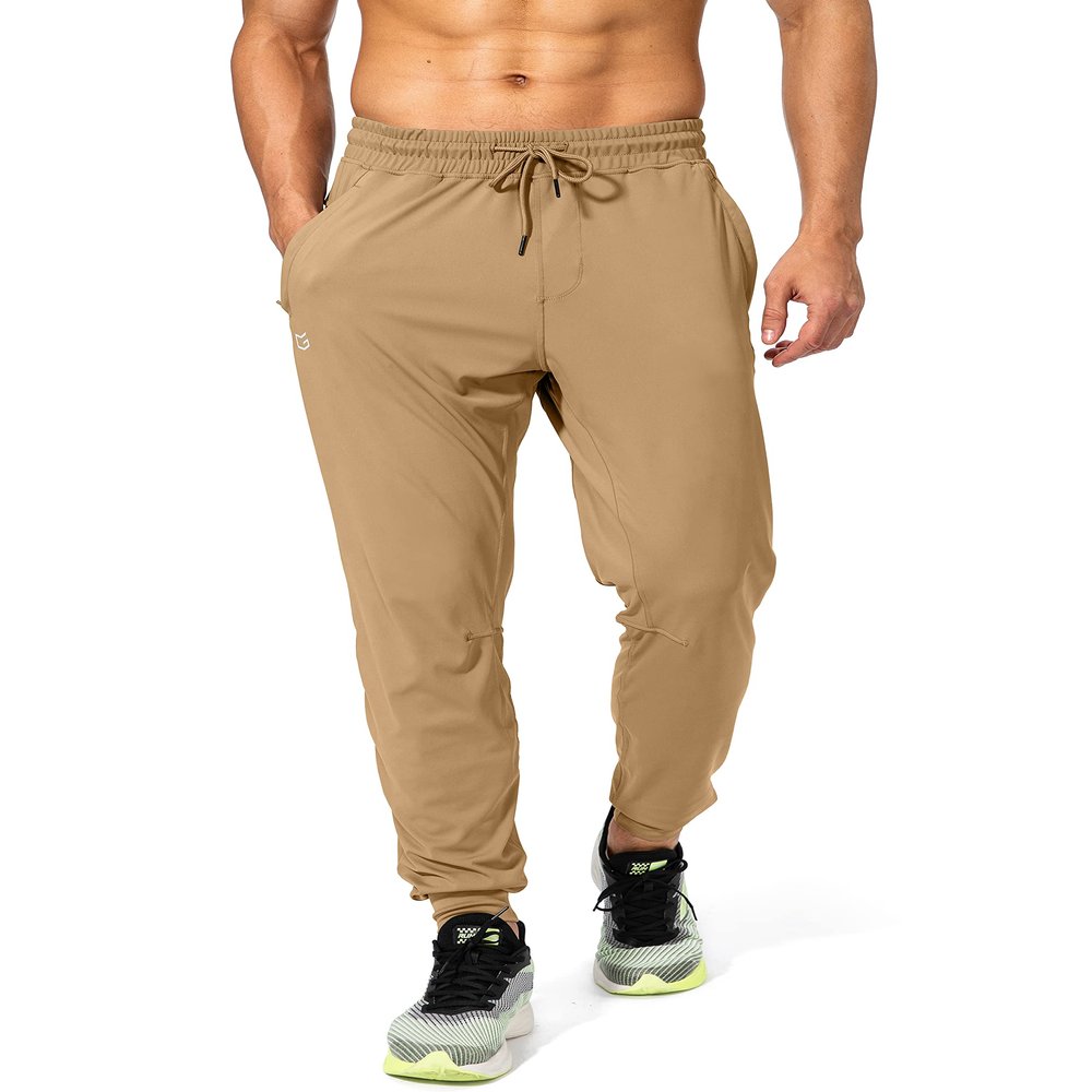 G Gradual Men's Sweatpants with Zipper Pockets Athletic Pants Traning Track Pants Joggers for Men Soccer, Running, Workout(Dark Khaki,XL)