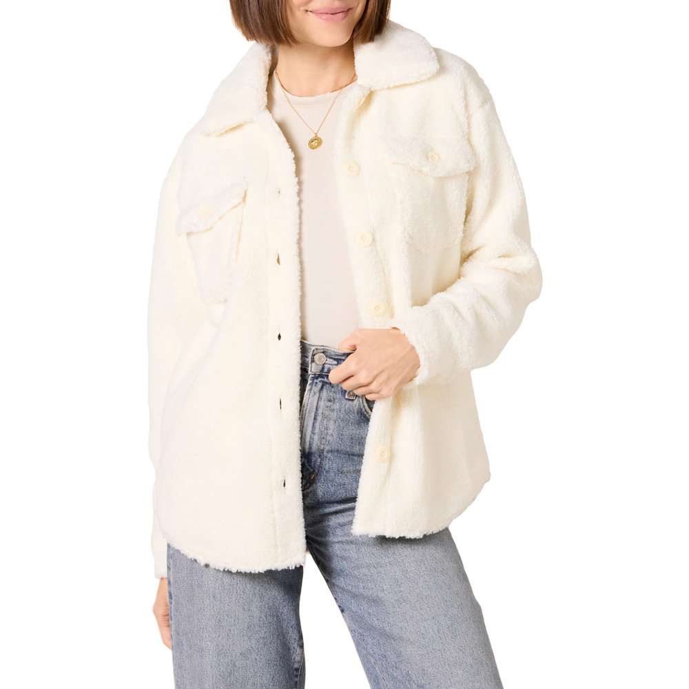 Amazon Essentials Women's Oversized Teddy Sherpa Shirt Jacket, Cream, XX-Large