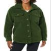 Amazon Essentials Women's Oversized Teddy Sherpa Shirt Jacket, Olive, X-Small view 1
