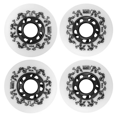 SGARQI 4-Pack Inline Skate Wheels Outdoor 90A Freestyle Durable Tire72mm 76mm 80mm for Choose Hockey Roller Blades Replacement Wheel with Bearings and Aluminum Spacers (72MM, White)