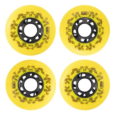 SGARQI 4-Pack Inline Skate Wheels Outdoor 90A Freestyle Durable Tire72mm 76mm 80mm for Choose Hockey Roller Blades Replacement Wheel with Bearings and Aluminum Spacers (72MM,Yellow)