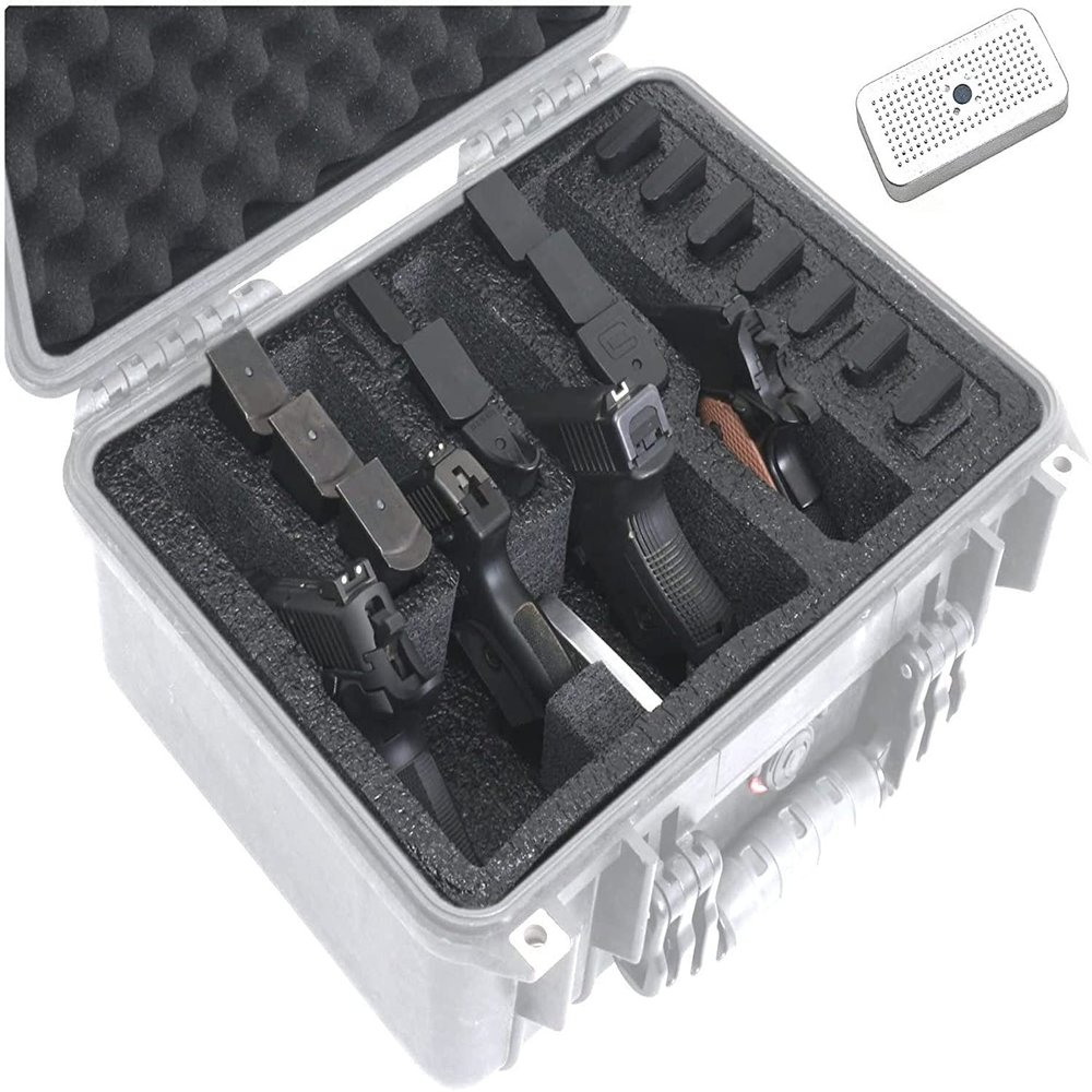 Case Club Foam Only: Fits Pelican 1450-4 Pistol Foam Set with Silica Gel Canister to Help Prevent Rust
