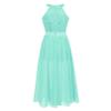 RUNQHUI Kids Girls Sleeveless Floral Lace Shiny Rhinestone Dress Ruffle Wedding Prom Ball Gown Formal Wear Mint 12 Years view 3