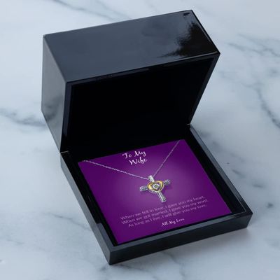 Cross Dancing Necklace Luxury Box - Gift for Wife, Awesome Wife, Valentine's Necklace, Heart Necklace, Gift for Her, Anniversary, Birthday, LGBTQ