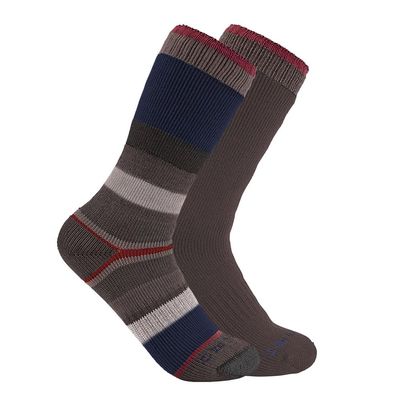 Carhartt Men's Heavyweight Crew Sock 2 Pack, Assorted 2 Brick, X-Large