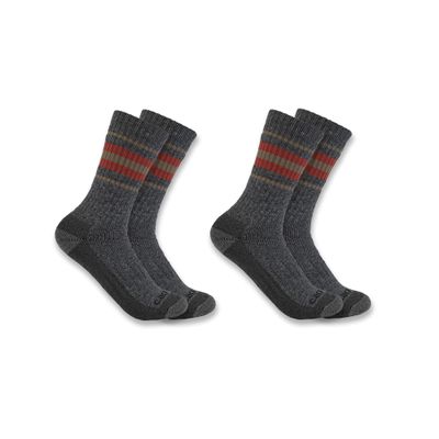Carhartt Women's Heavyweight Synthetic-Wool Blend Crew Sock 2 Pack, Grey, Large