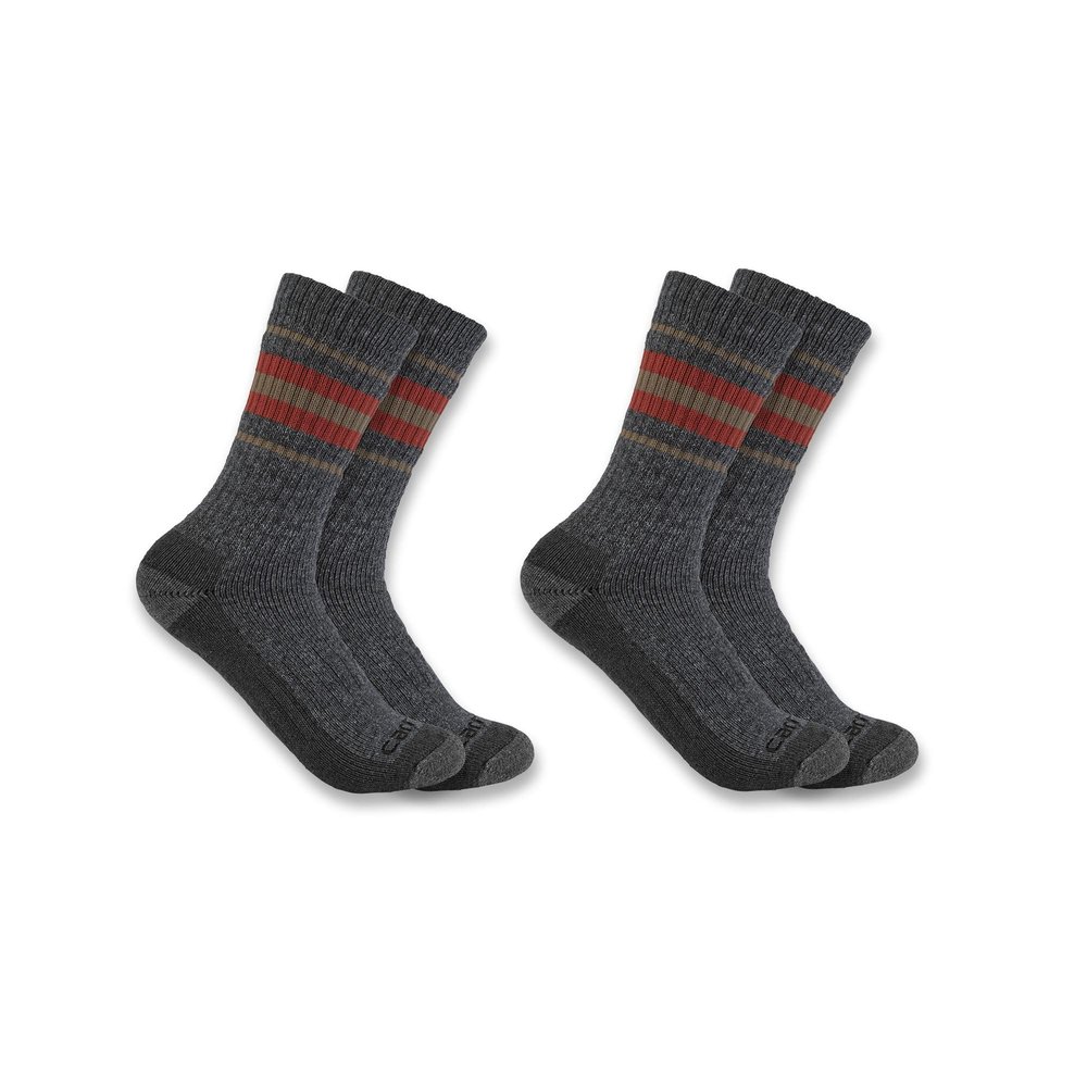 Carhartt Women's Heavyweight Synthetic-Wool Blend Crew Sock 2 Pack, Grey, Large