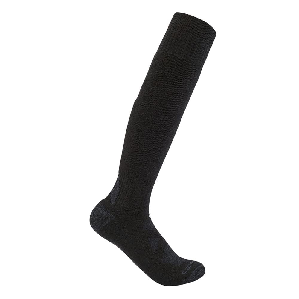 Carhartt Men's Heavyweight Merino Wool Blend Over-the-Calf Sock, Black, Medium