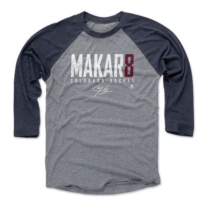 500 LEVEL Cale Makar 3/4 Sleeve T-Shirt (Baseball Tee, XXX-Large, Navy/Heather Gray) - Cale Makar Colorado Elite WHT