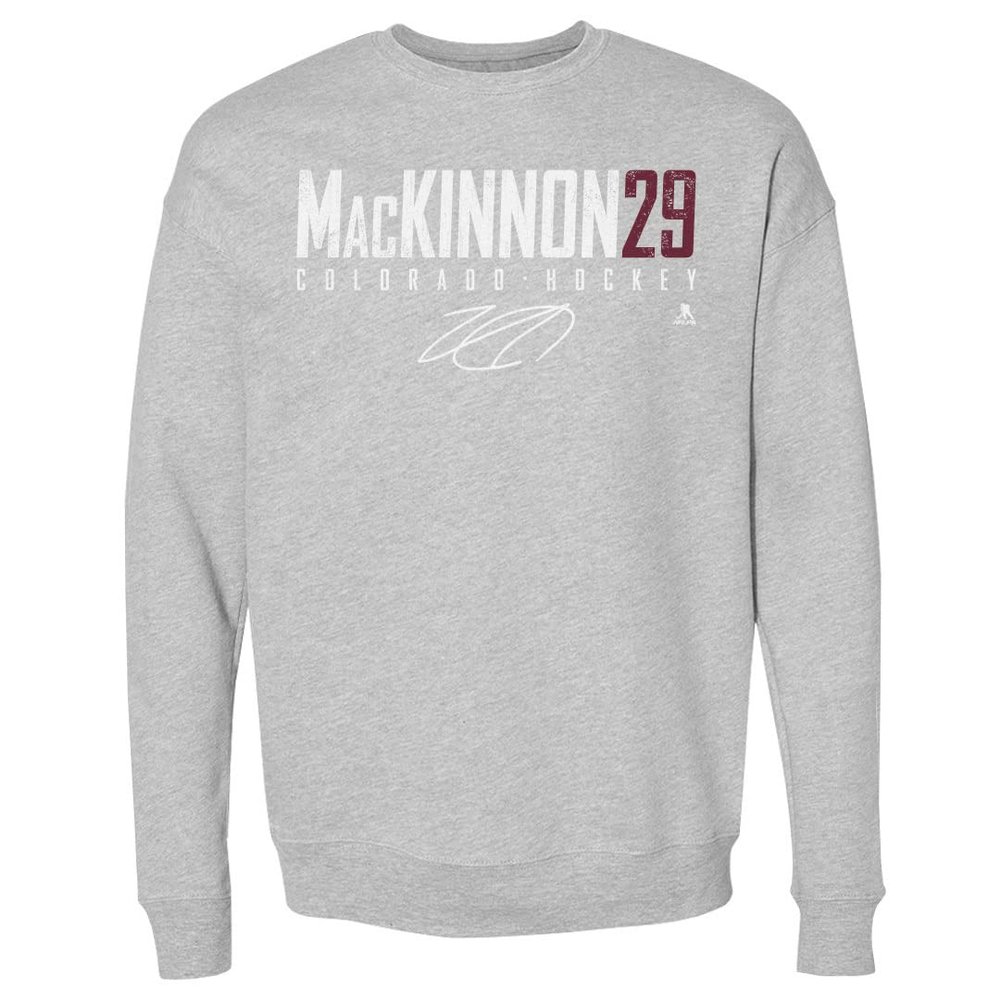 500 LEVEL Nathan MacKinnon Sweatshirt (Crew Sweatshirt, XX-Large, Heather Gray) - Nathan MacKinnon Colorado Elite WHT