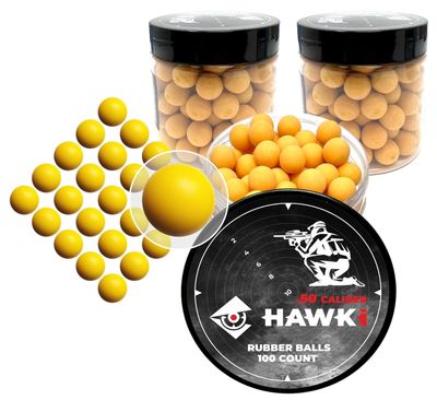 Hawki .50 Cal Training Rubber Balls for Paintball Guns 300 Pack (Yellow)