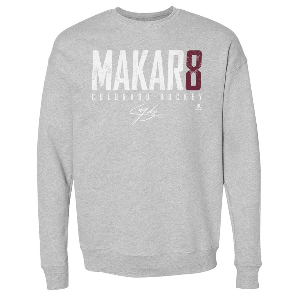 500 LEVEL Cale Makar Sweatshirt (Crew Sweatshirt, XX-Large, Heather Gray) - Cale Makar Colorado Elite WHT