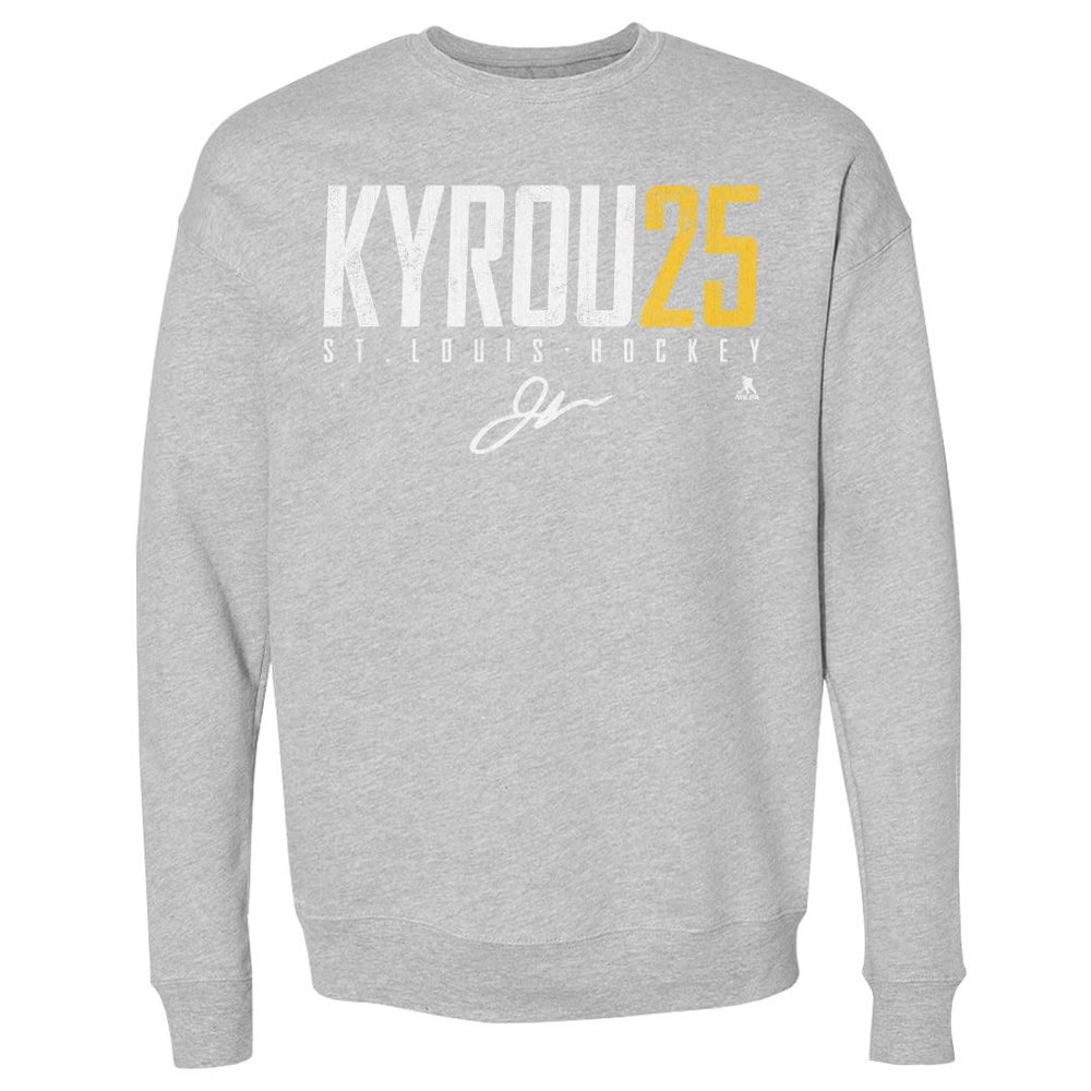 500 LEVEL Jordan Kyrou Sweatshirt (Crew Sweatshirt, XX-Large, Heather Gray) - Jordan Kyrou St. Louis Elite WHT