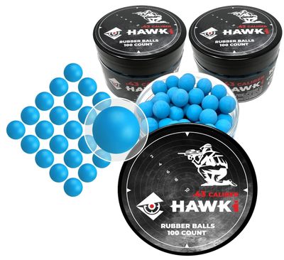 Hawki .43 Cal Training Rubber Balls for Paintball Guns 300 Pack (Blue)