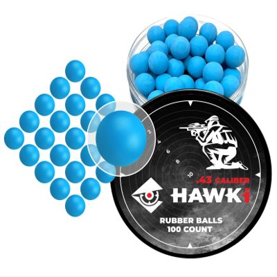 Hawki .43 Cal Training Rubber Balls for Paintball Guns 100 Pack (Blue)